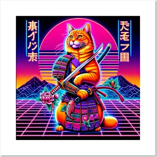 Japanese Samurai Cat Posters and Art